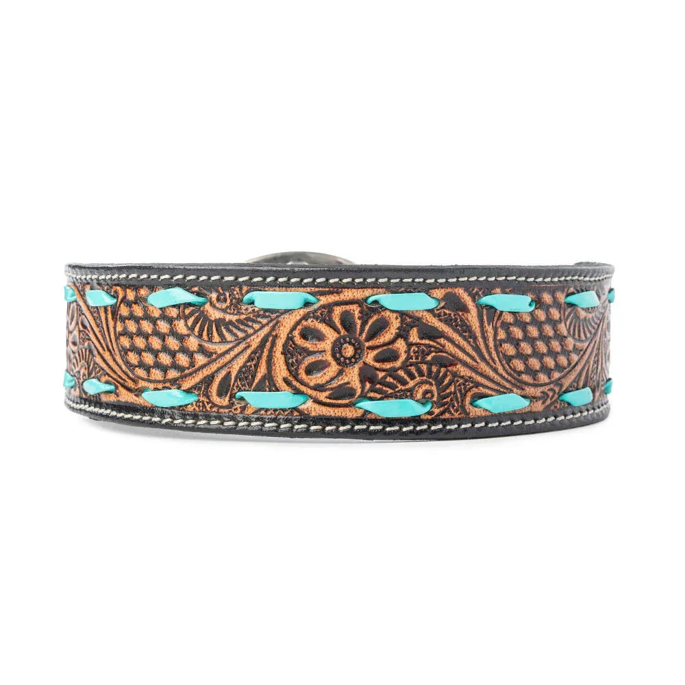 Turquoise Trail Cowboy Dog Collar In Black Dog