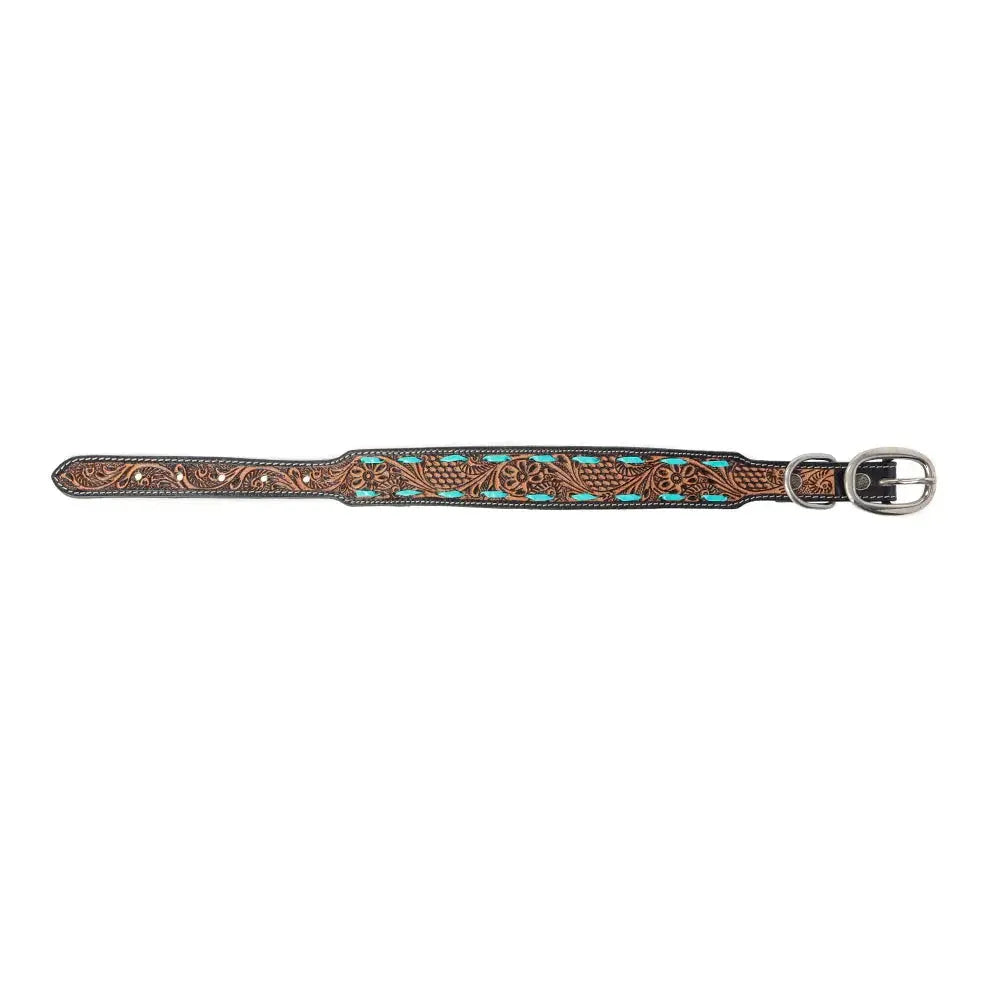 Turquoise Trail Cowboy Dog Collar In Black Dog
