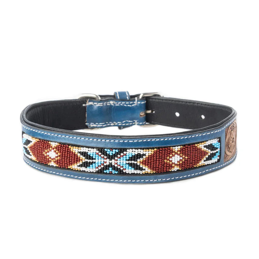 Running Free Beaded Heritage Dog Collar In Brown Dog