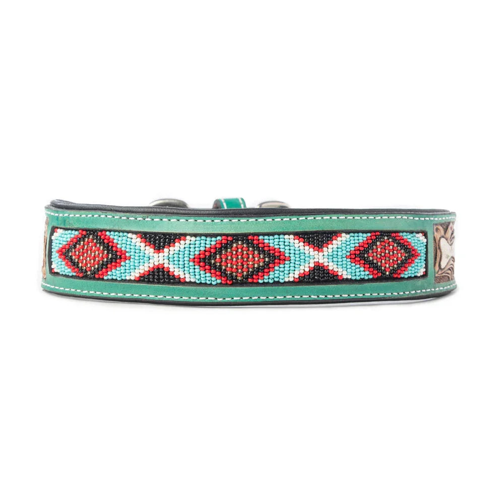Santa Fe Bone Beaded Collar In Brown Dog