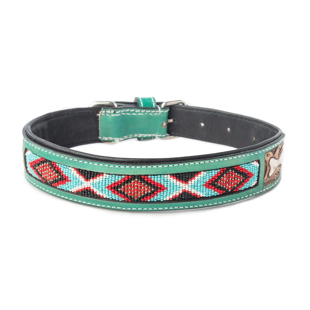 Santa Fe Bone Beaded Collar In Brown Dog