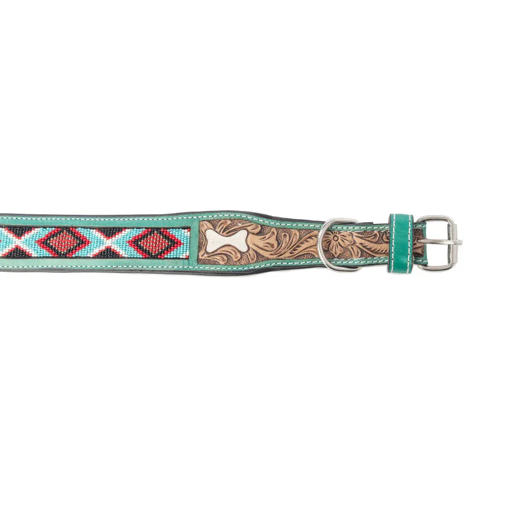 Santa Fe Bone Beaded Collar In Brown Dog