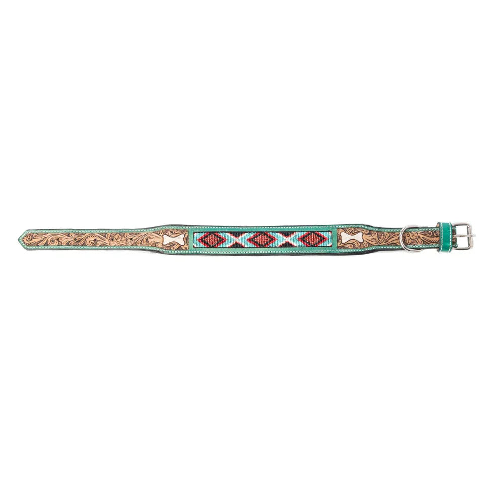 Santa Fe Bone Beaded Collar In Brown Dog