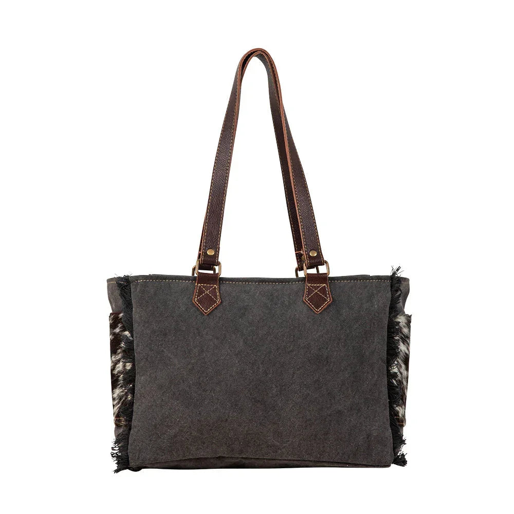 Rosalinda Cross Stitched Canvas & Hairon Bag. back