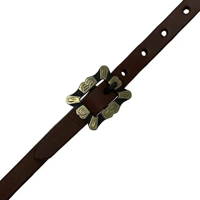 Oiled Harness Single Ear Headstall With Antique Silver Scalloped Buckle Horse