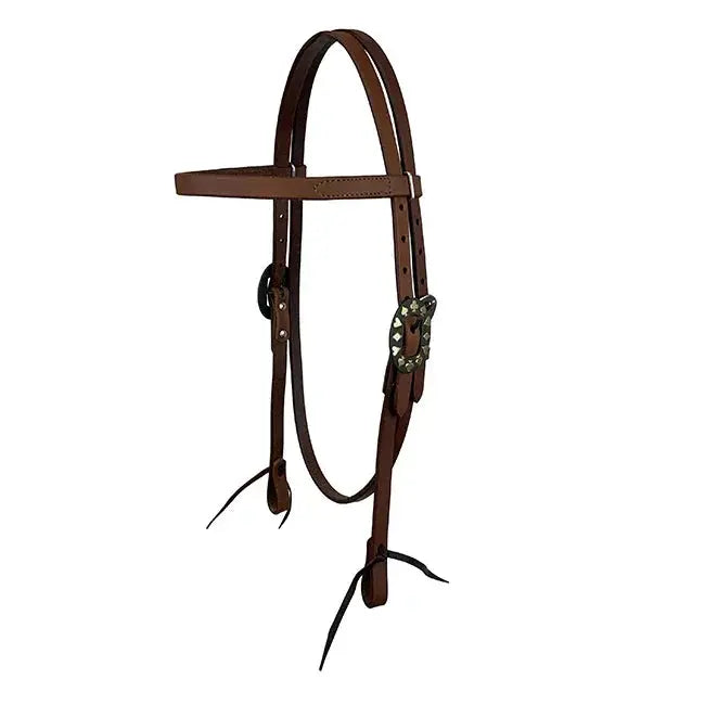 Oiled Harness Browband Headstall With Black Jack Buckle Horse