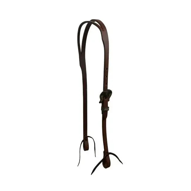 Oiled Harness Split Ear Headstall With Heritage Steer Buckle Horse