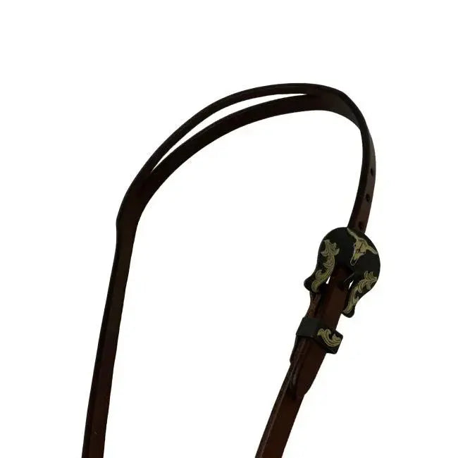 Oiled Harness Split Ear Headstall With Heritage Steer Buckle Horse