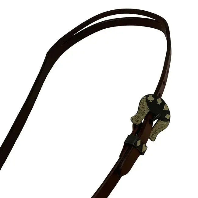 Oiled Harness Split Ear Headstall With Cowboy Gambler Buckle Horse