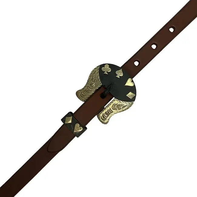 Oiled Harness Browband Headstall With Cowboy Gambler Buckle Horse