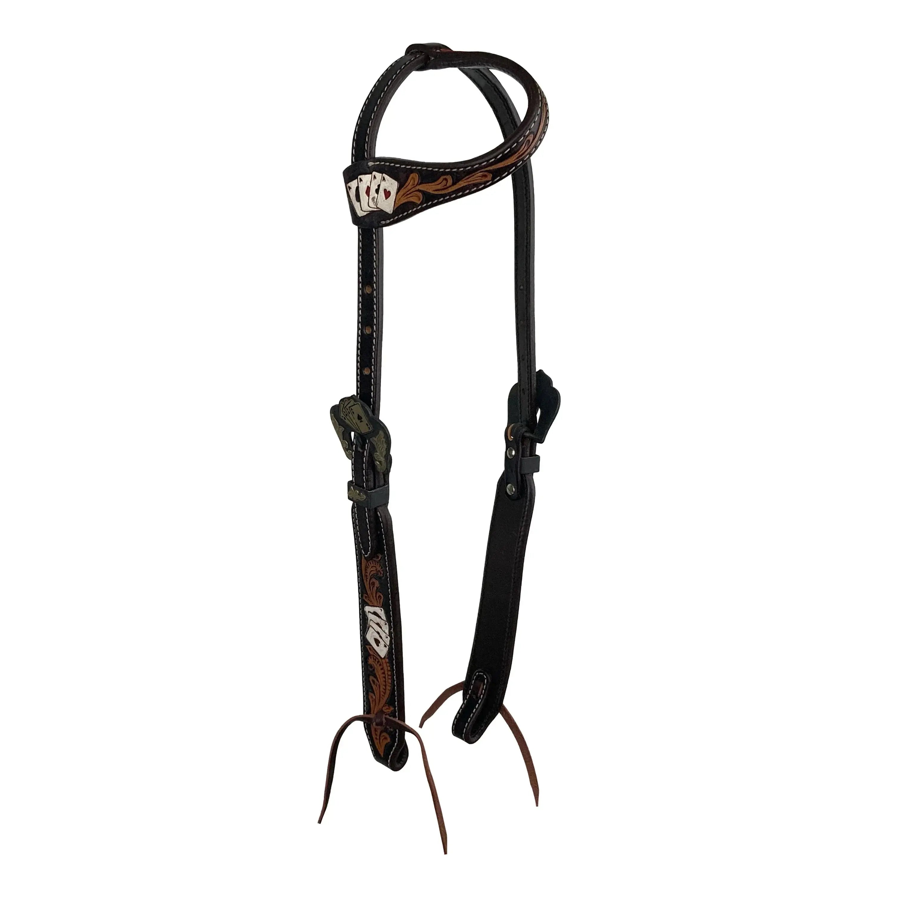 Four of a Kind Single Ear Argentina Cow Leather Headstall Horse