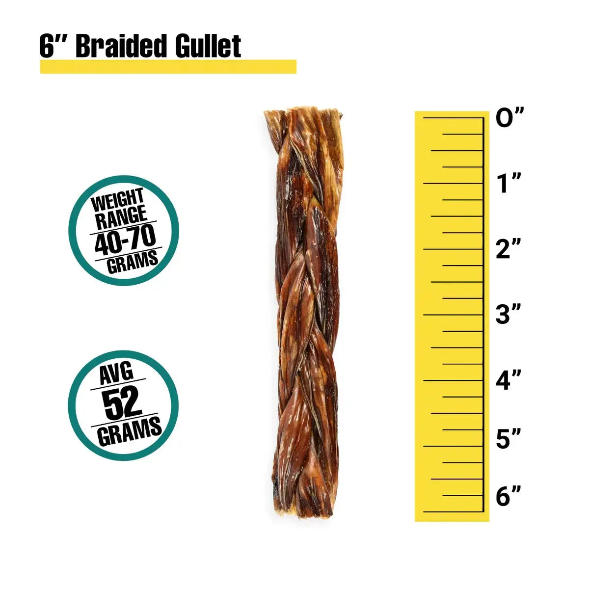 6" Braided Gullet Sticks Dog Treats