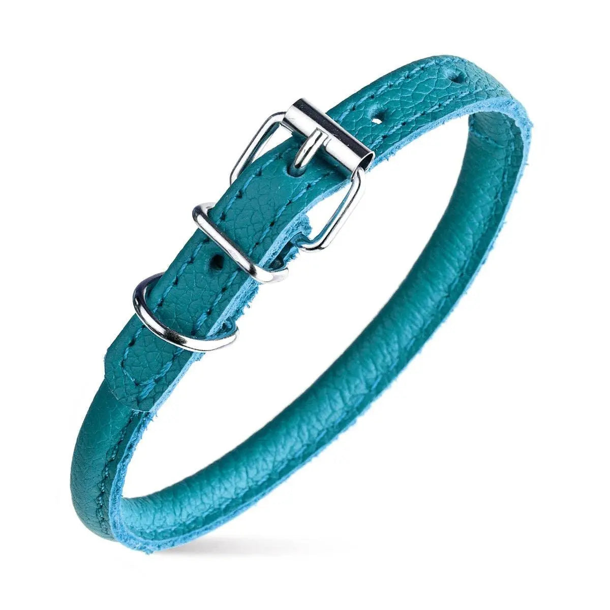 Soft Leather Round Collar Teal 1 4"