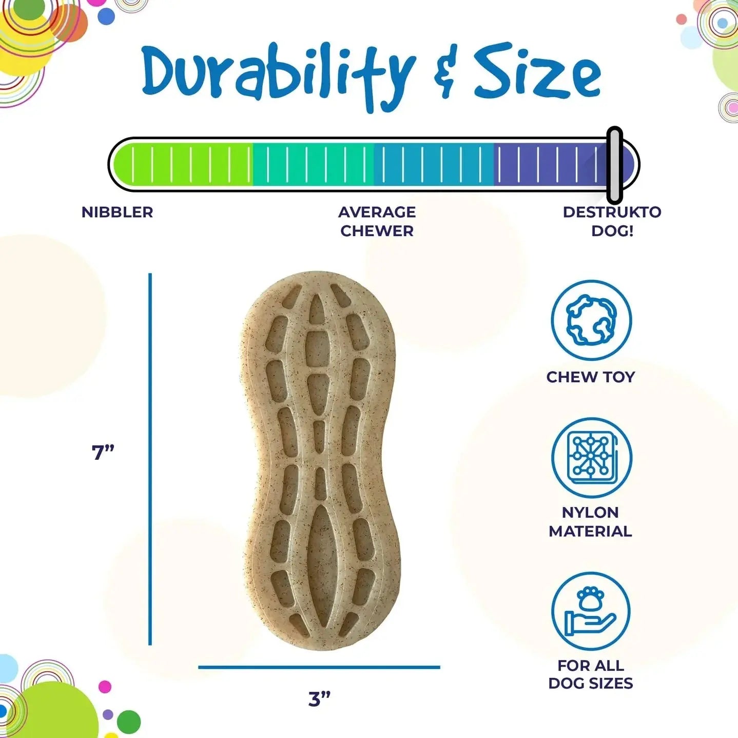 Sodapup Peanut Ultra Durable Nylon Dog Chew Toy for Aggressive Chewers dog chew