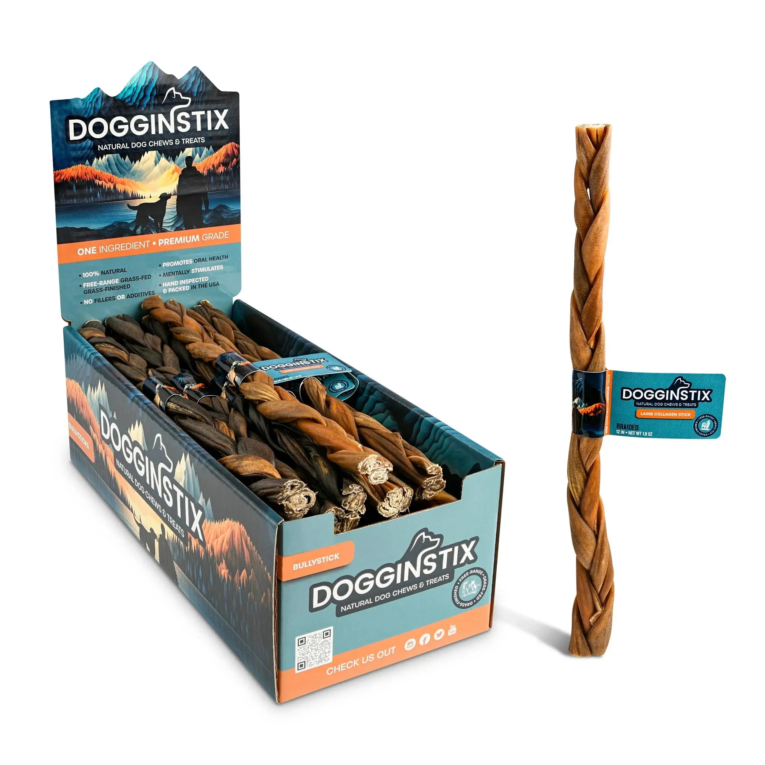 12" Braided Lamb Collagen Sticks