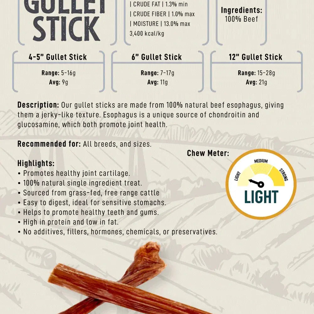 6" Gullet Sticks Dog Treats
