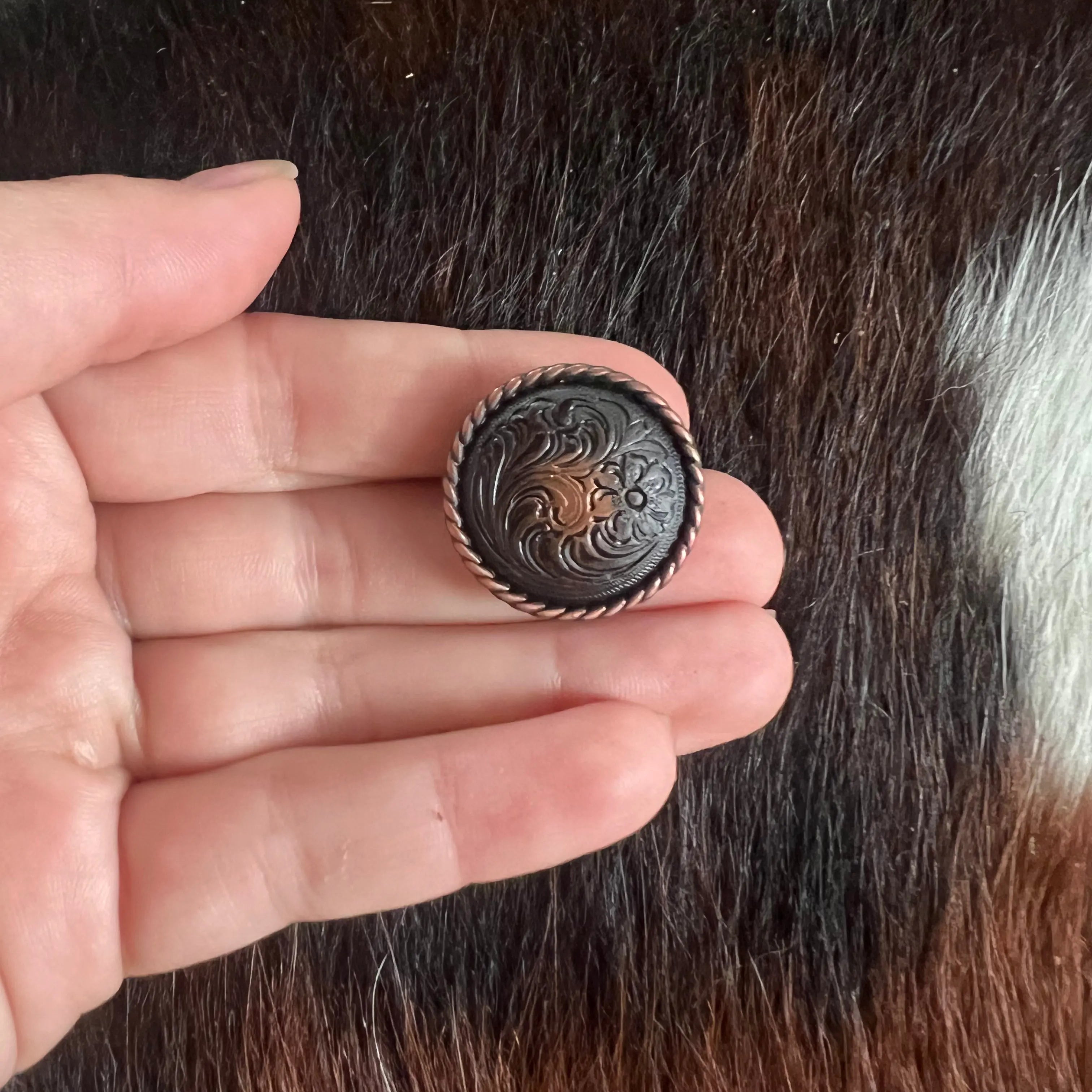 Copper Round Concho with Screw
