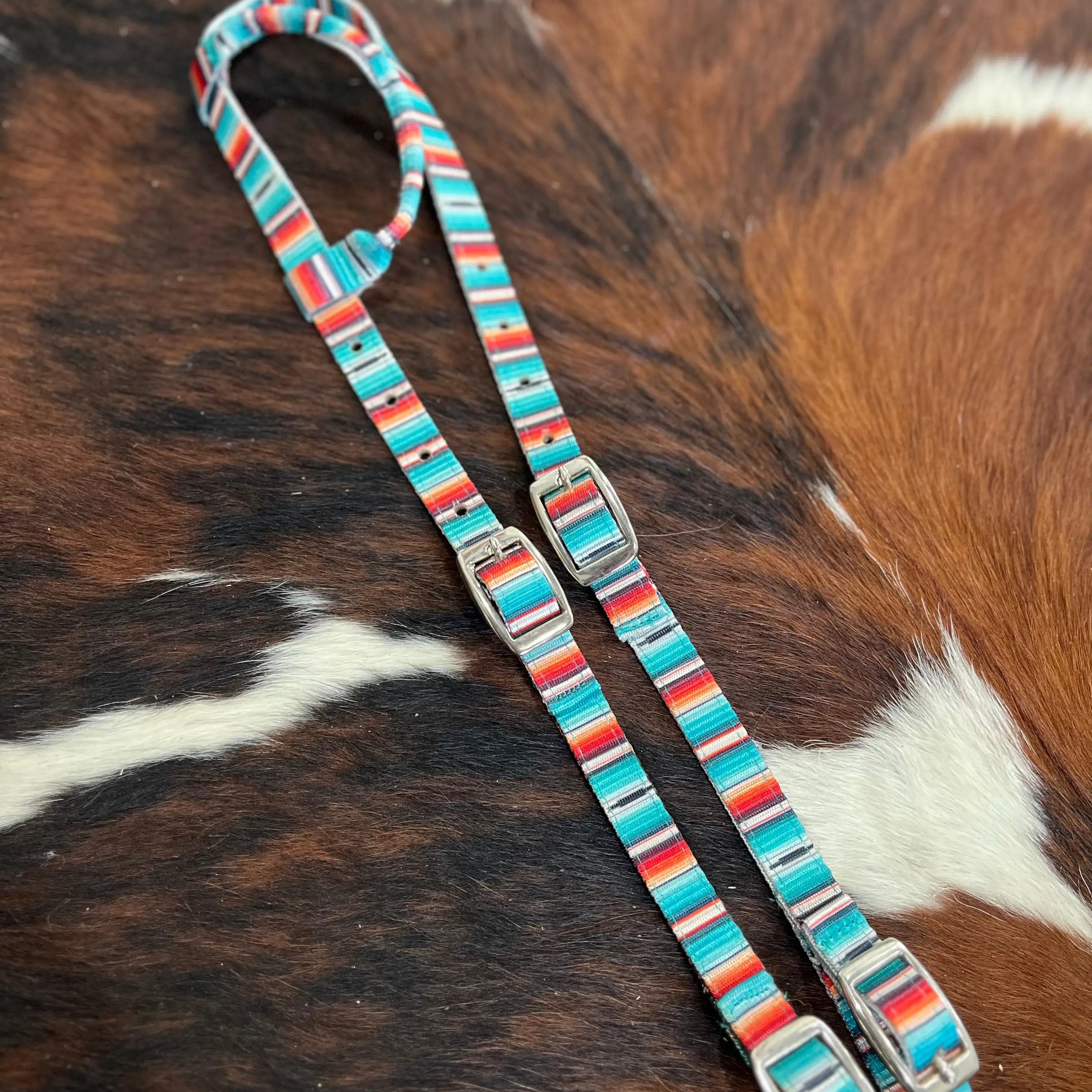 Teal Serape Nylon One Ear Headstall Horse