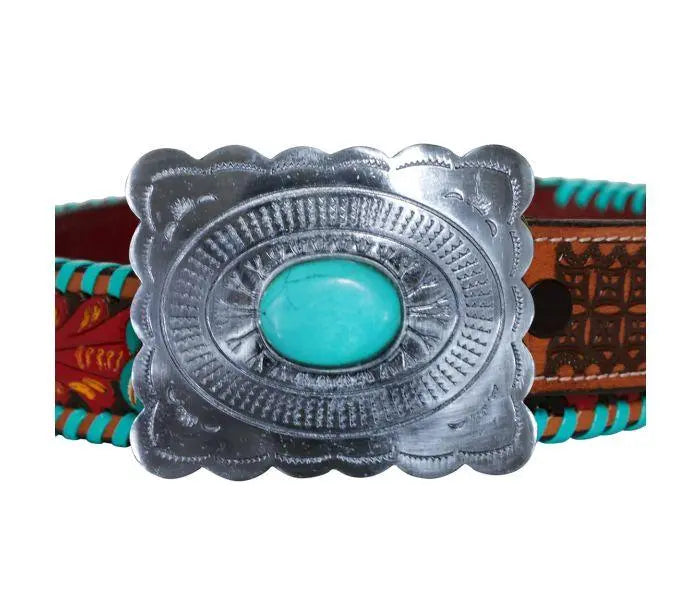 Tropical forest Hand-Tooled Leather Belt