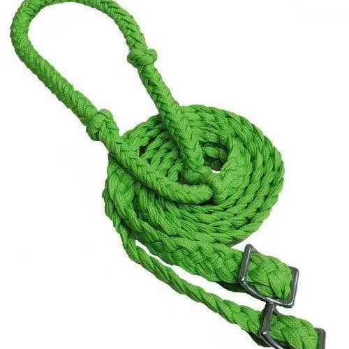 Braided Nylon Barrel Reins with Easy Grip Knots Lime Green Horse