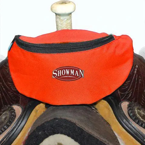 Bright orange Showman insulated nylon saddle pouch fanny pack