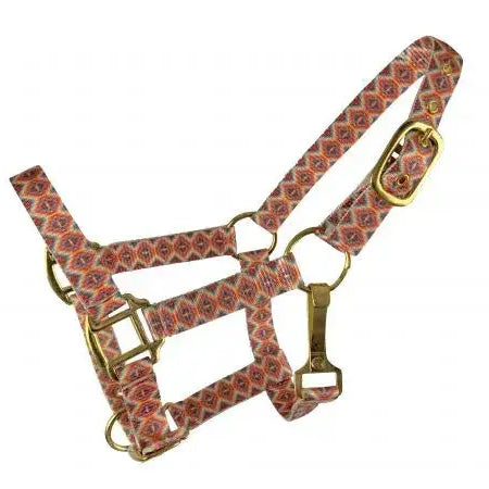 Premium nylon Aztec print halter with brass hardware- PONY SIZE Horse