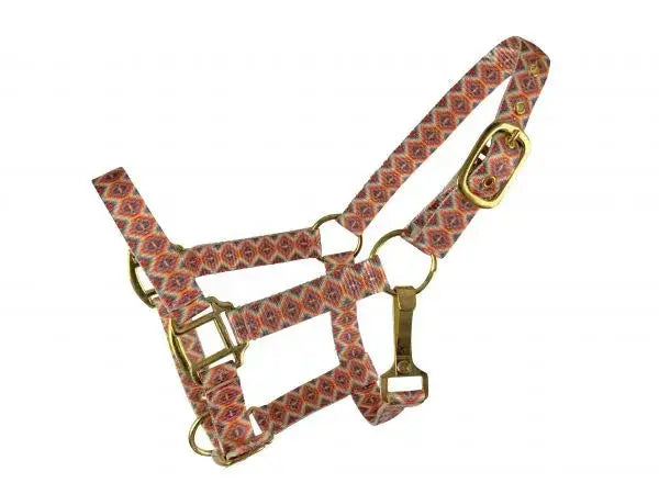 Premium nylon Aztec print halter with brass hardware- PONY SIZE Horse