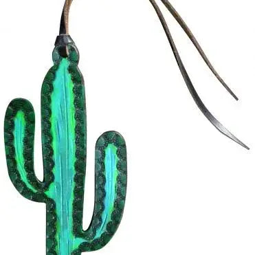 Hand painted cactus tie on saddle accessory Horse