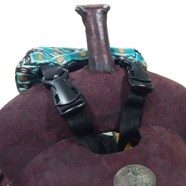 Teal Southwest Design Print Insulated Nylon Saddle Pouch Horse