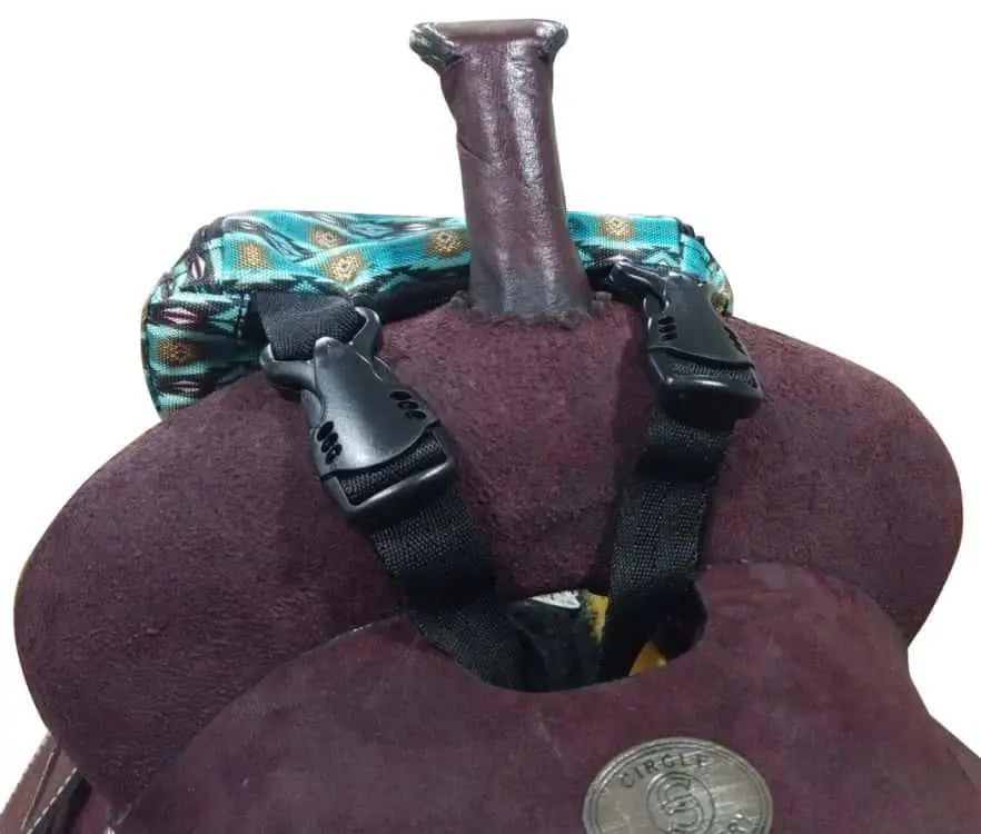 Teal Southwest Design Print Insulated Nylon Saddle Pouch Horse
