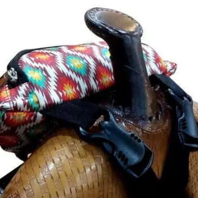 Red Aztec Print Insulated Nylon Saddle Pouch Horse