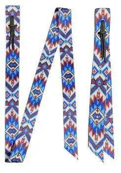 Premium Quality Blue Southwest Print Nylon tie strap and Off Billet set Horse