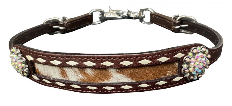 Hair-On Cowhide and Rhinestone Western Belt