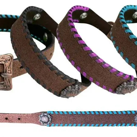 Genuine leather dog collar with colored rawhide lacing Dog
