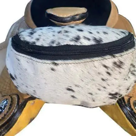 Hair on Cowhide Saddle Pouch Horse