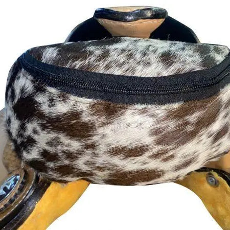 Hair on Cowhide Saddle Pouch Horse