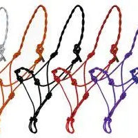 Twisted Cowboy Knot Rope Halter in pink, white, orange, black, red, purple, teal
