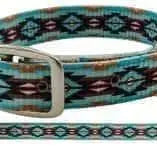 Teal Brown Southwest designed nylon dog collar. Dog