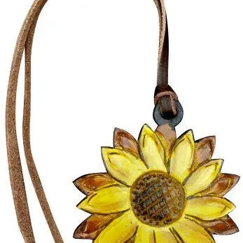Hand painted sunflower tie on saddle accessory Saddle Charm Horse