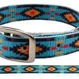 Teal Southwest designed nylon dog collar Dog