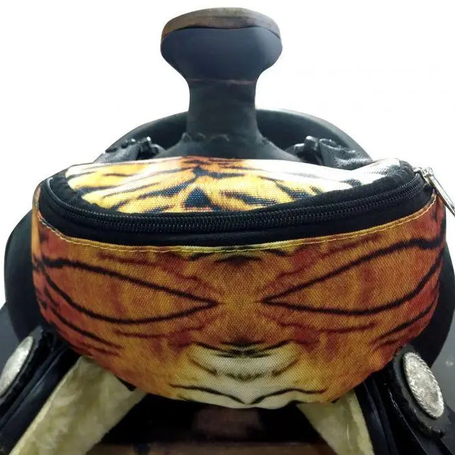 Tiger Print Insulated Nylon Saddle Pouch Horse