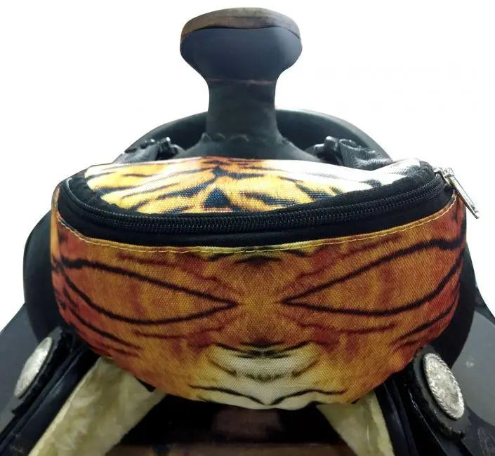 Tiger Print Insulated Nylon Saddle Pouch Horse
