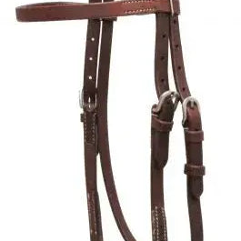 Oiled harness leather headstall with quick change bit loops Horse