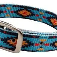 Teal Southwest designed nylon dog collar Dog