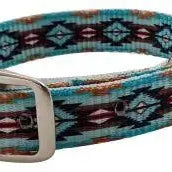 Teal Brown Southwest designed nylon dog collar. Dog