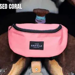 Pink Saddle Sack bag with black trim and small black label