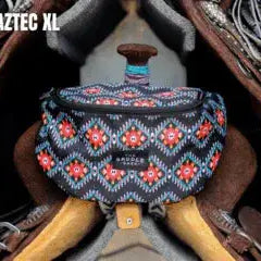 Saddle Sack XL black red Aztec geometric saddle bag blue accent