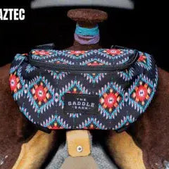 Navy blue Saddle Sack saddlebag with Blaze Aztec geometric pattern