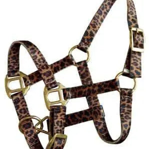 Foal/Mini size Premium nylon cheetah halter with brass hardware. Horse