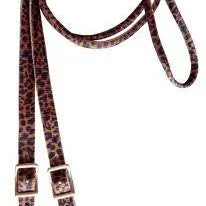 3/4" x 8ft Cheetah nylon contest rein with scissor snap end. Reins